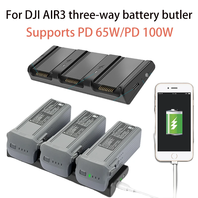 Hub Di Ricarica 3Ch Per Dji Air 3 Drone Telecomando Hub Di Ricarica Per Smartphone Caricabatterie Rapido Intelligente