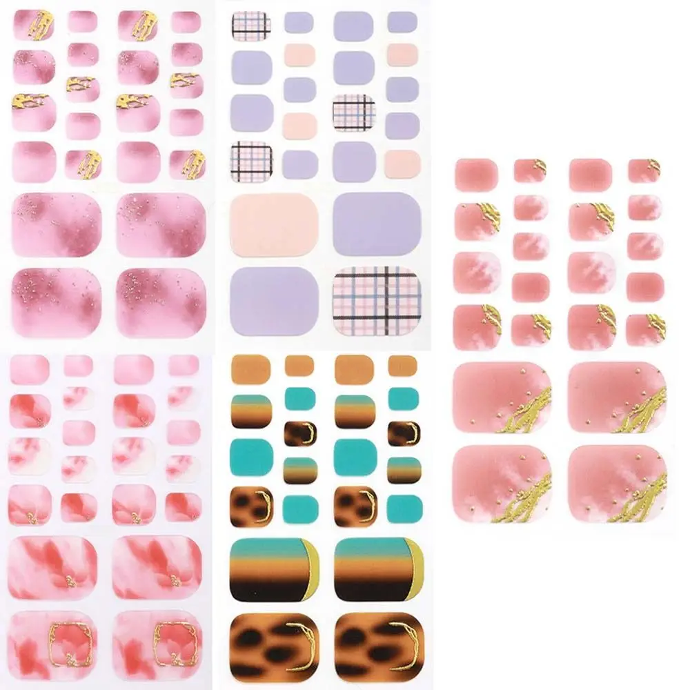 22Tips/sheet Bronzing Nail Art Full Cover Adhesive Foil Stickers Manicure Decals Waterproof Fashion Toe Nail Wraps