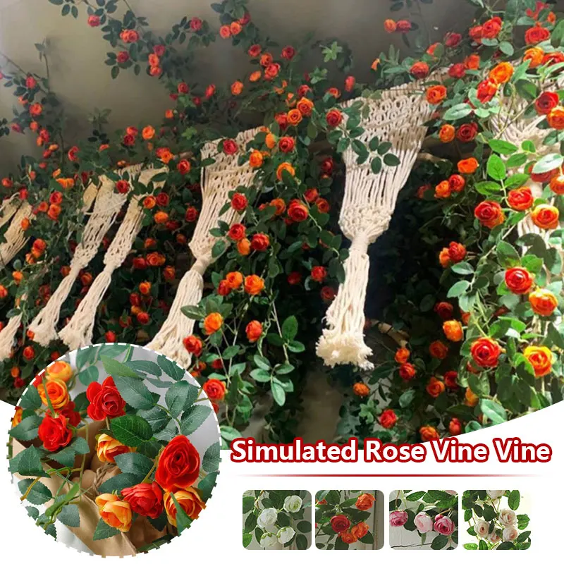 

1.75M Artificial Silk Rose Flower Wisteria Vine Rattan Hanging Flower Garland for Wedding Party Home Garden Decoration