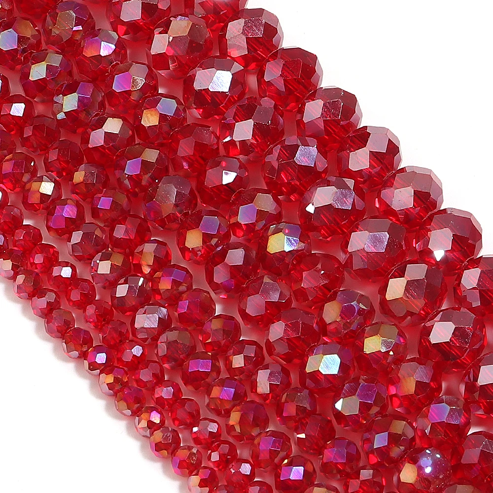 Round Faceted Colorful Glass Beads for Jewelry Making and DIY Projects