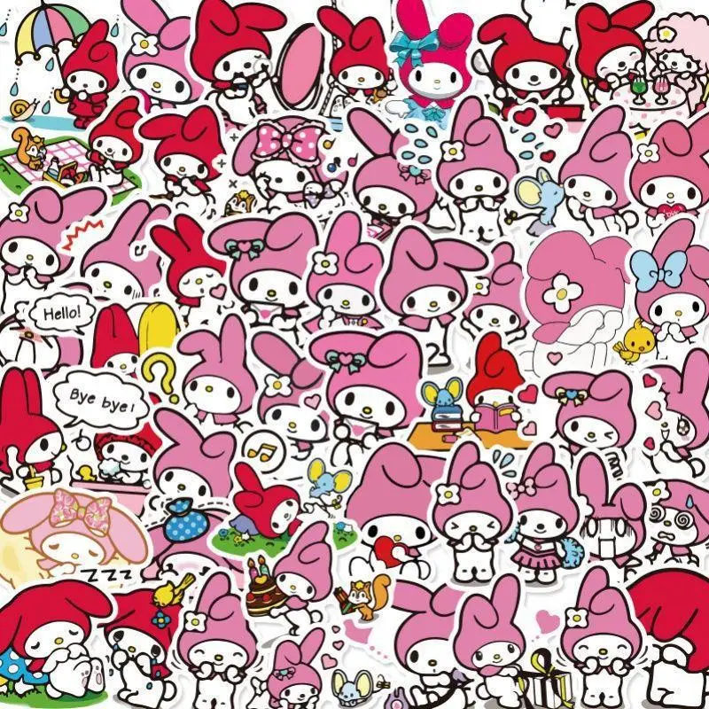 50pcs Sanrio Stickers Cinnamoroll Kuromi My Melody Hello Kitty Sticker For Laptop Girls Sanrio Anime Stickers Kids Toys