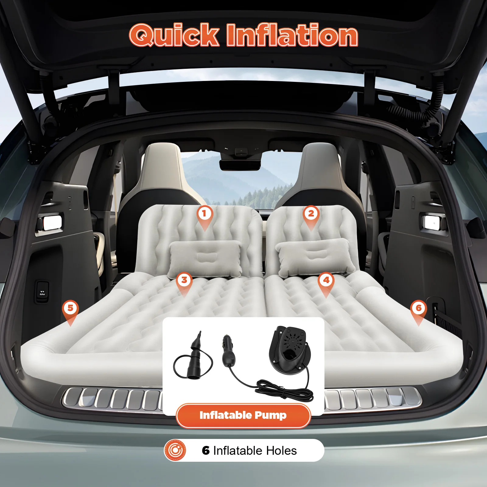 For SUV Truck Van Car Air Bed Inflatable Cushion Air Mattress Backseat with Pump