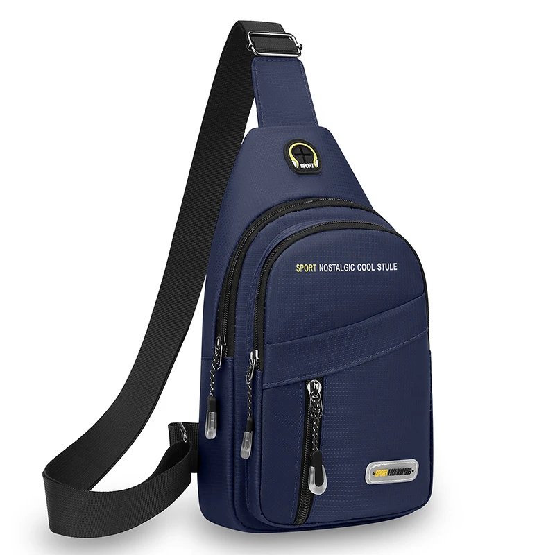 Men's fashionable black crossbody bag with adjustable shoulder straps and zipper closure, ideal for daily commuting and exercise