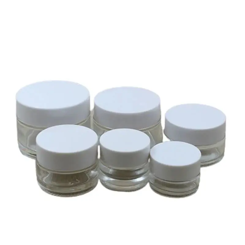 

15Pcs Empty Clear Glass Jar White Plastic Lid Refillable Bottle Facial Cream Pots Containers For Cosmetic 5G 10G 15G 20G 30G 50G