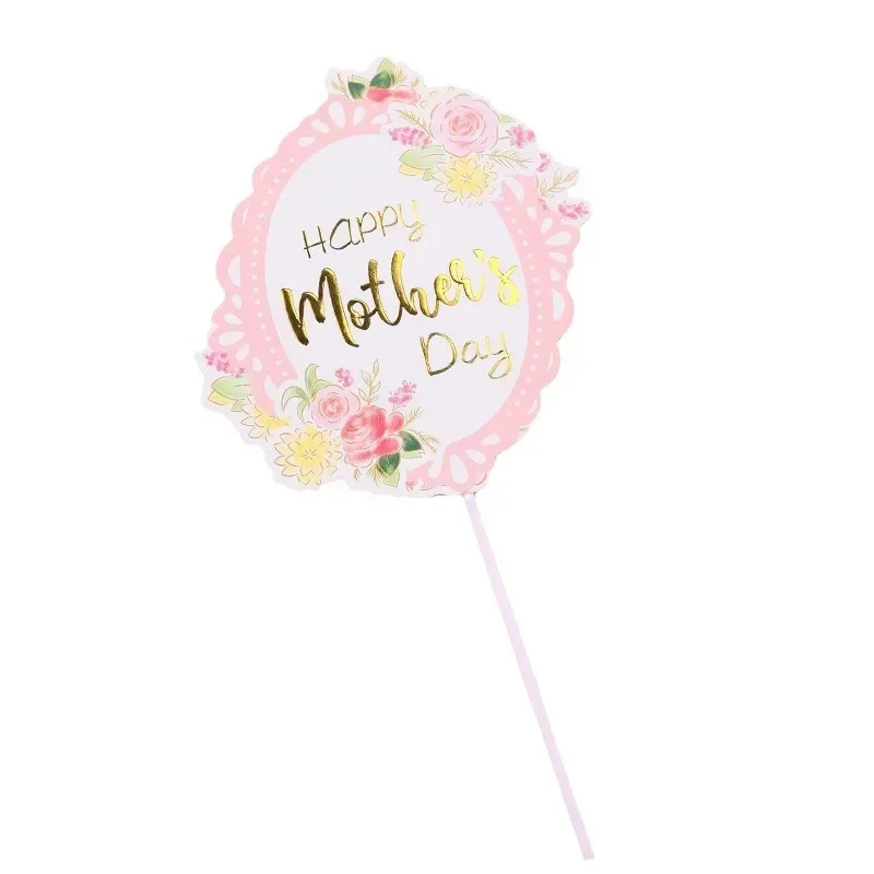 Happy Mother's Day Cake Topper Best Mom Ever Mom Birthday Party Rose Flowers Heart Butterfly Cupcake Baking Decor Flag