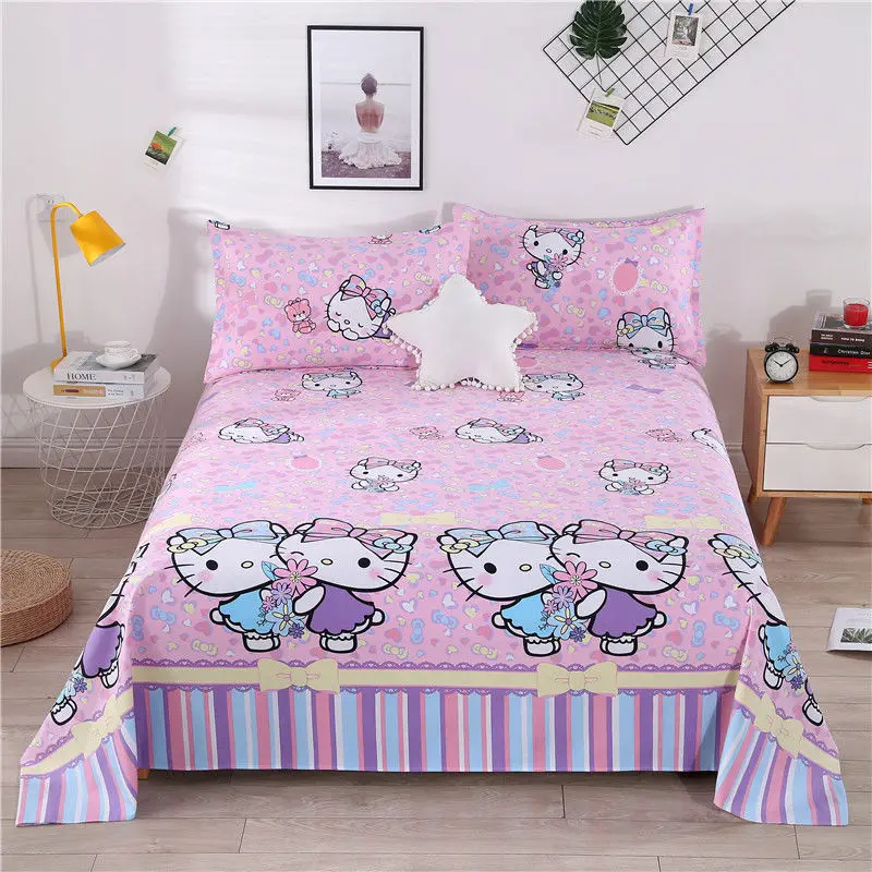 Sanrio hello kitty bed sheet student dorm bed sheet pillowcase girl