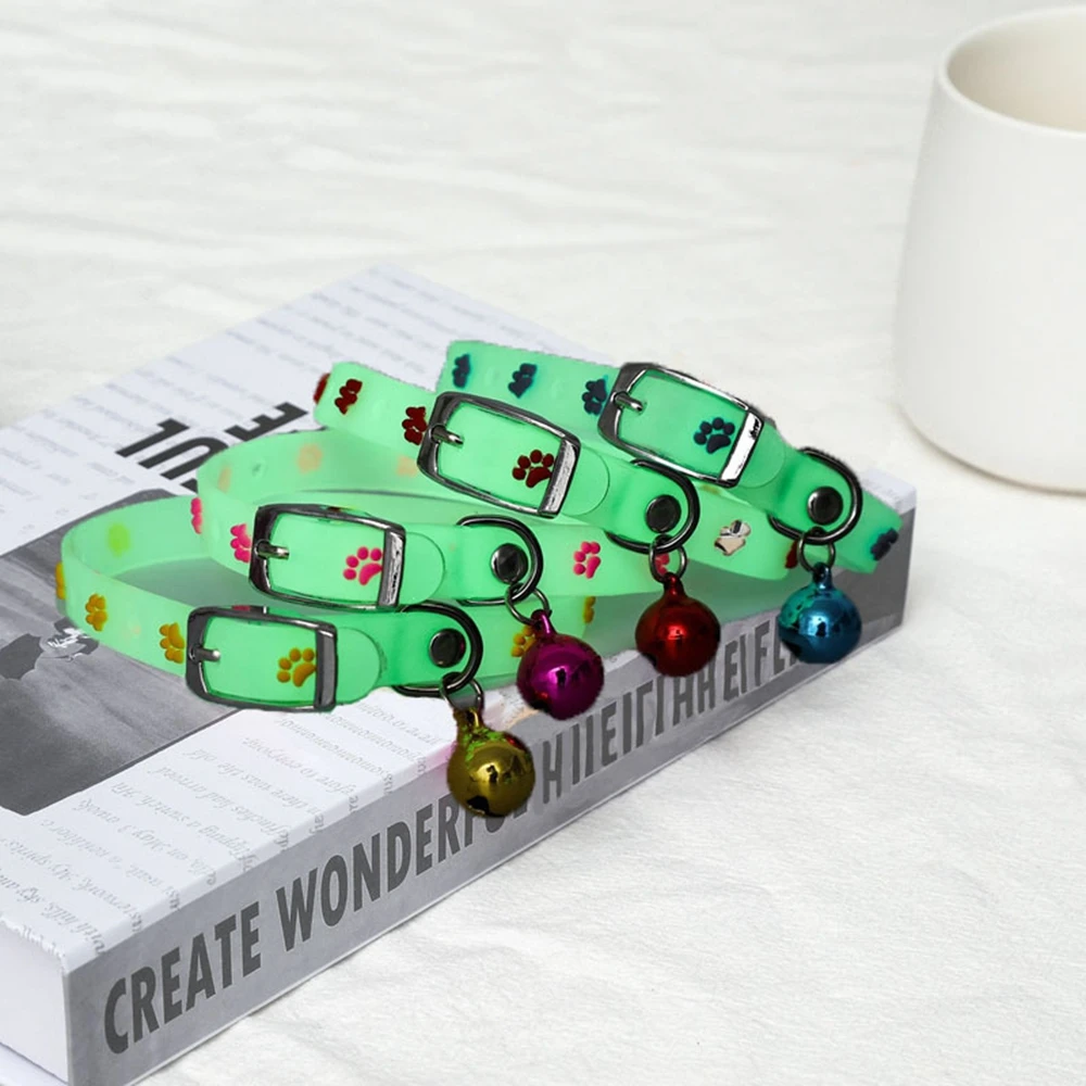 Title 6, Pet Dog Cat Glowing Collars with Bells Glow at ...
