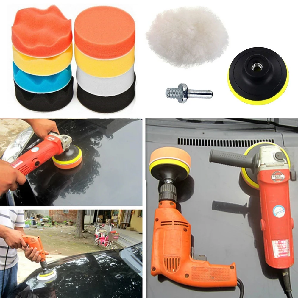 Car Polishing Kit Self-Adhesive Buffing Waxing Sponge Wool Wheel Polish Pad for Car Polisher Drill Adapter Detail Cleaning car polishing pad car polish pad car polishing sponge wool polishing pad polishing sponge set polishing wheel disc polishing wheel kit car glass polishing kit drill adapter for polishing