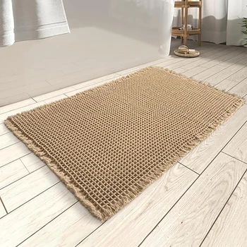 1 PCS Waffle Bath Mat Washable Bathroom Rugs Non-Slip Super Absorbent Soft Shower Mat 1