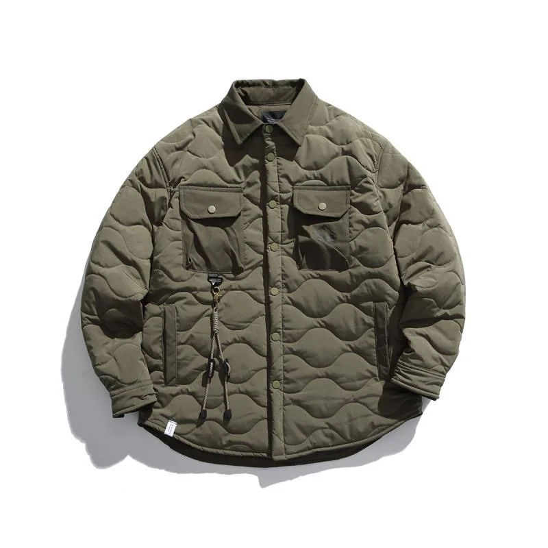 

Winter Men's Vintage Cotton Jacket Multi Pockets Cargo Cotton Padded Coats Street Fashion Thick Cardigan Coats for Male