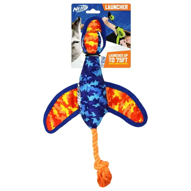 

Nylon Digital Camo Crinkle Wing Duck Launching Fetch Dog Toy, Orange/Blue, 16.5 Dog crate topper Big dog chew toy Active gliding