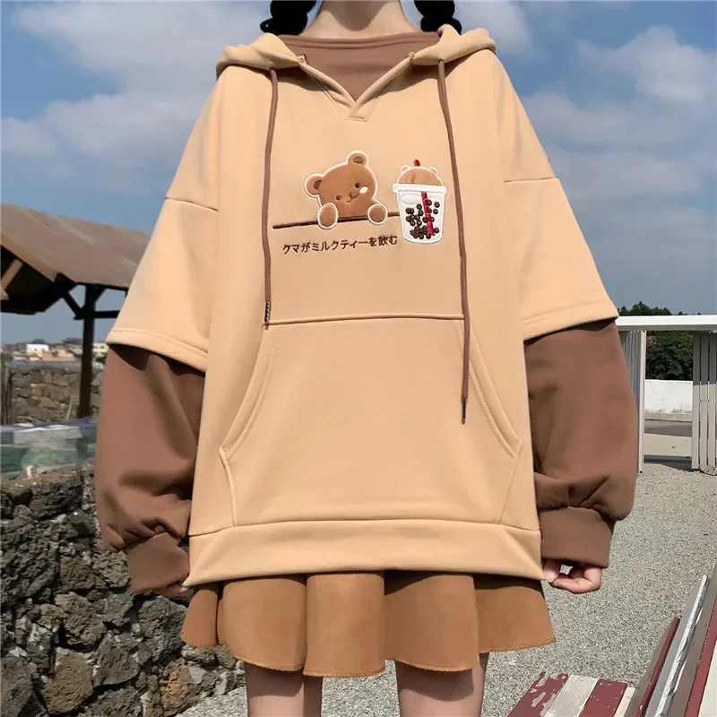 

Harajuku Fashion Women Hoodies Winter Clothes Kawaii Flce Cute Bear Anime Sweatshirt Tn Girls Aesthetic Long Slve Pulr