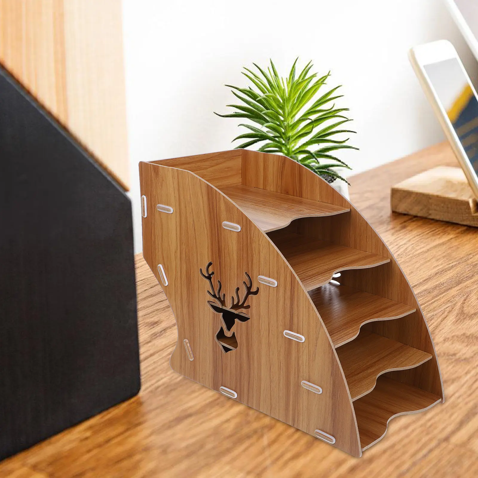 데스크탑 정리함 선반 파일 홀더 나무 다층 책상 정리함 종이 분류기 작업 공간 사무용품 파일 폴더 홀더