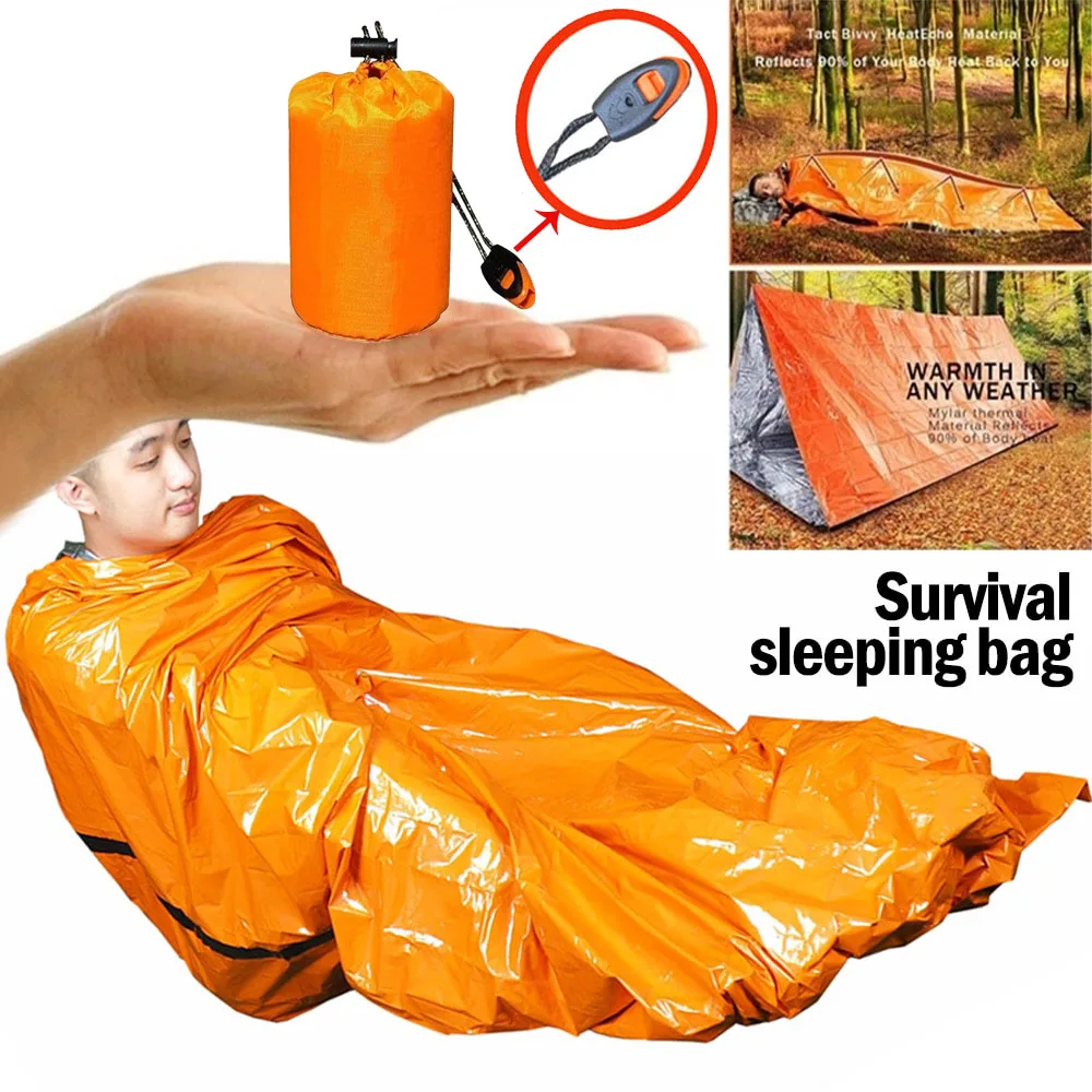 Outdoor Life Bivy Emergency Sleeping Bag Thermal Keep Warm Waterproof Mylar First Aid Emergency Blanke Camping Survival Gear