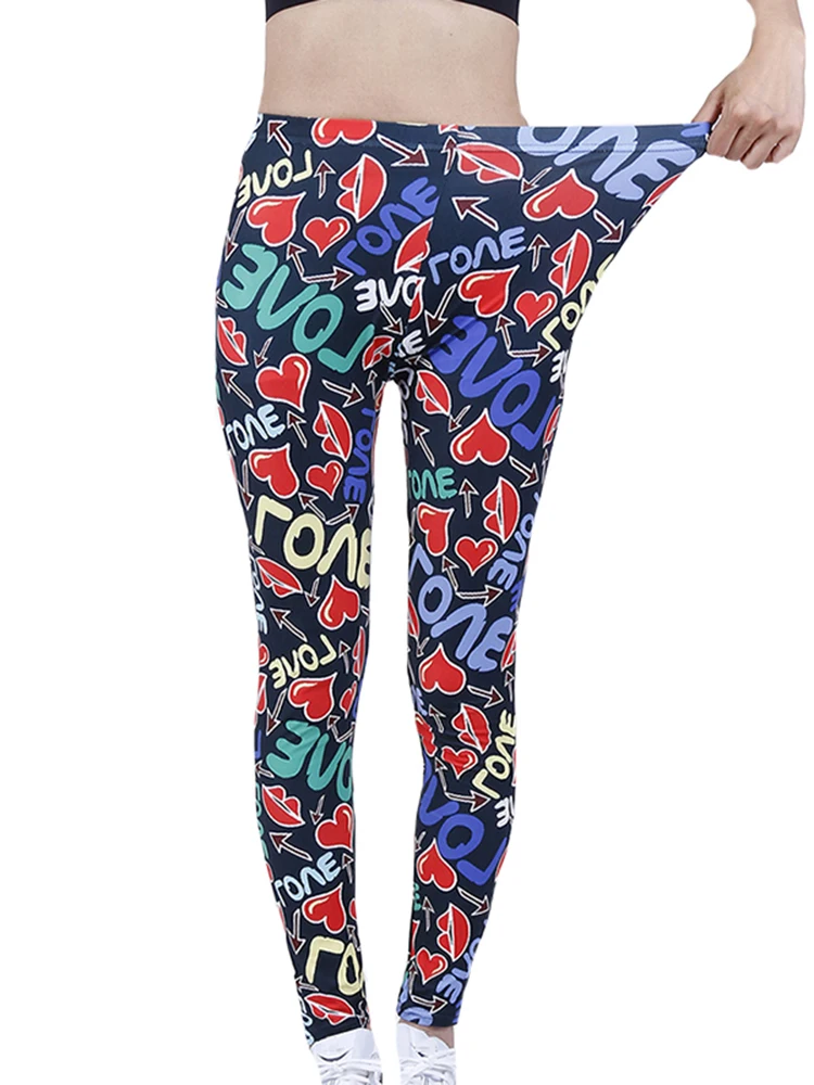 YSDNCHI Leggings Hot Women's Color Letter Print Styles Fashion Lady Skinny Stretch Leggins Fitness High Elastic Pants gym leggings Leggings