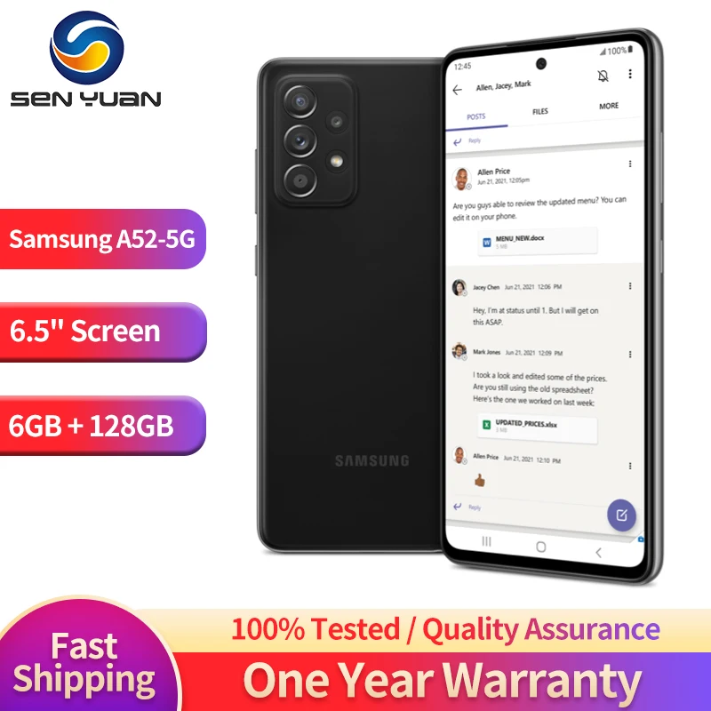 

Original Samsung Galaxy A52 A526B/DS 5G Mobile Phone Dual SIM 6.5" 6GB RAM 128 ROM 64MP+12MP+5MP*2+32MP NFC Octa Core CellPhone