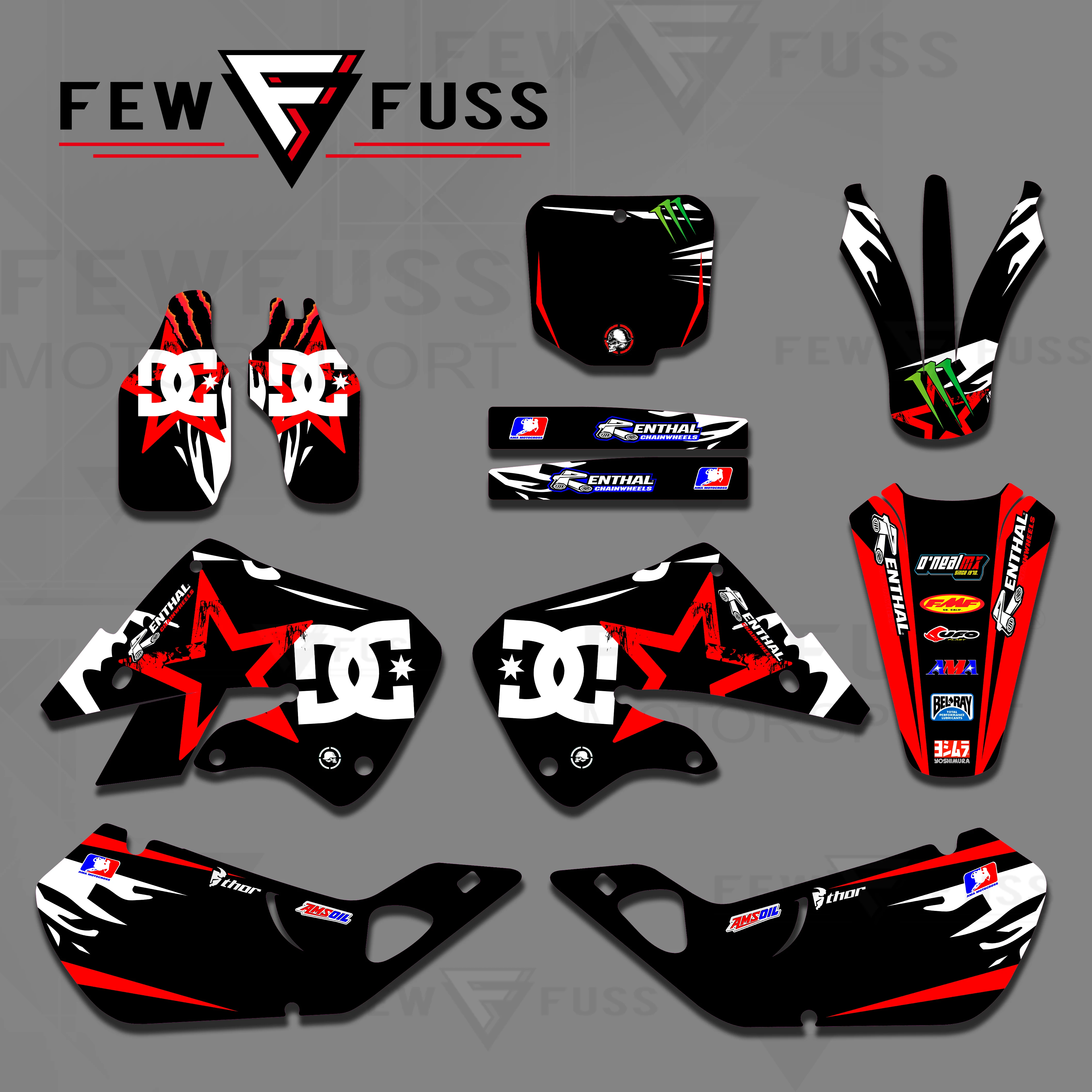 

FEWFUSS Nen Style Red &White TEAM DECALS GRAPHICS & BACKGROUNDS Stickers For Honda CR125 CR250 1997 1998 1999 CR 125 250