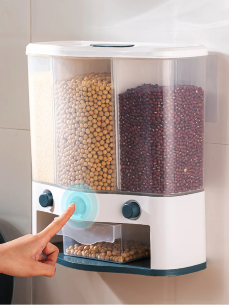 6l Wall Mounted Rice Bucket Large Food Storage Container Grains