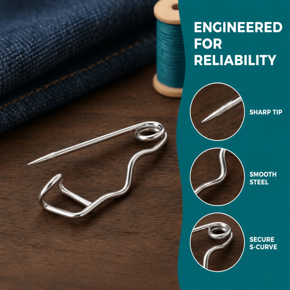 100개입 튼튼한 금속 스틸 와이어 안전핀 실버 간편 삽입 곡선형 안전핀 잠금핀 클립 퀼팅용