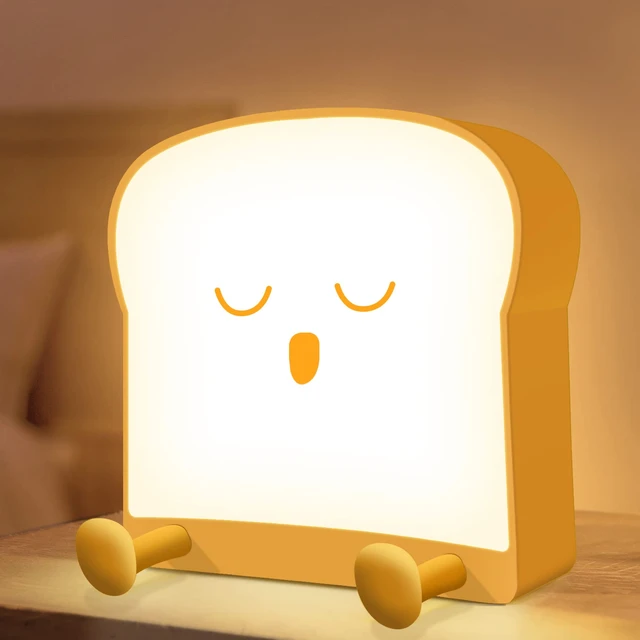 Luce notturna carina per bambini bambini cartone animato Toast pane lampada  a Led porta telefono luce