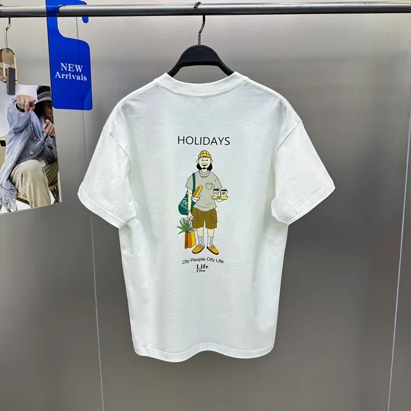 

Мужская футболка с коротким рукавом, из чистого хлопка, в стиле кэжуал, лето 2024