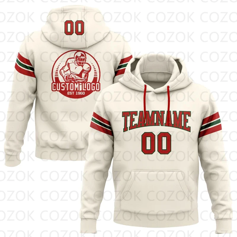 Customized Hoodie Cream Colour Jersey 3D Printed  Unisex Pullovers Hoodie Casual Sweatshirts