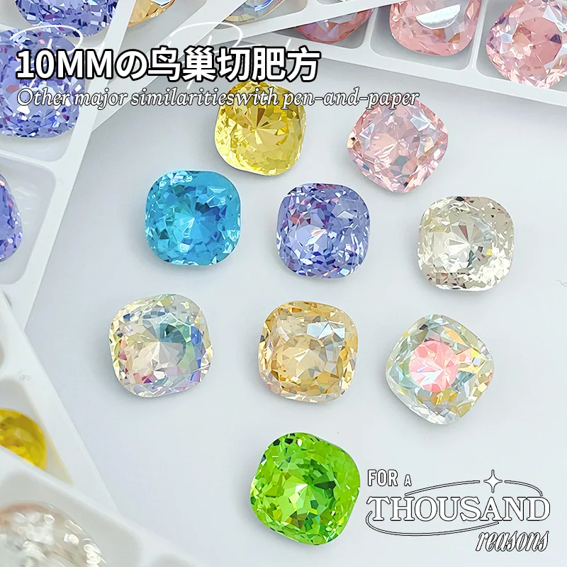 K9 크리스탈 10mm 지방 사각형 다이아몬드 연꽃 모양 패싯 귀걸이 목걸이에 사..