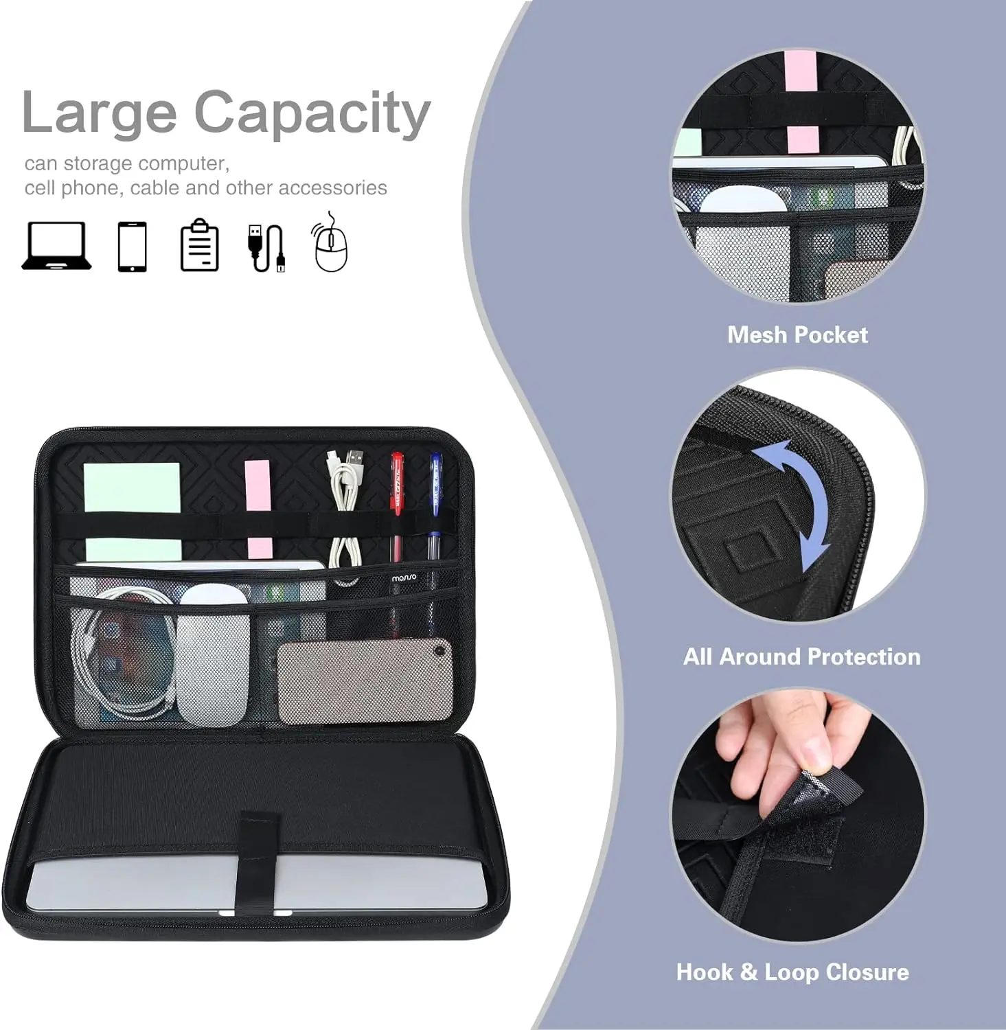 Bolsa Impermeável para Laptop para Macbook Air Eva Notebook Handbag 13 14 15 16 Polegada A2681 A2337 Pro 14 16 m3 A2918 A2779 A2991 A2780 - Imagem 5
