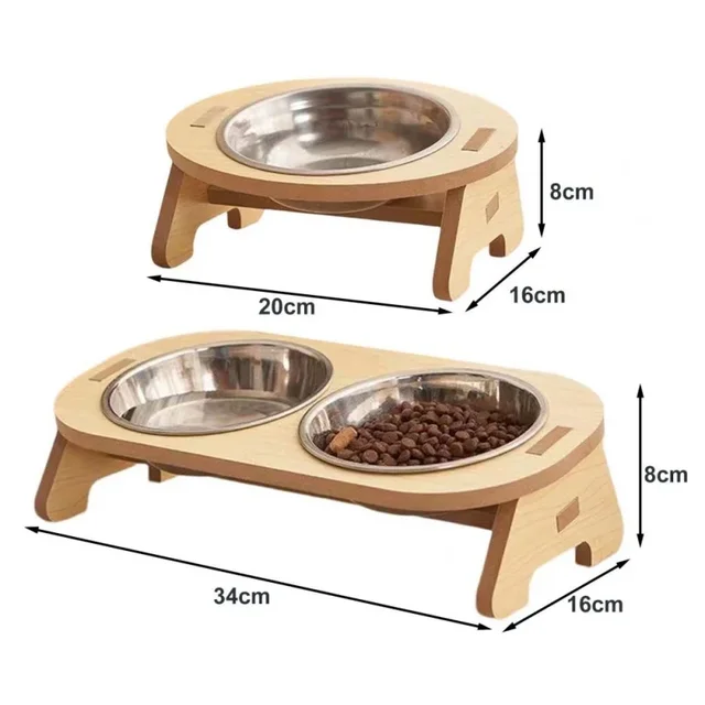 Elevated Wooden Pet Feeding Bowl 6
