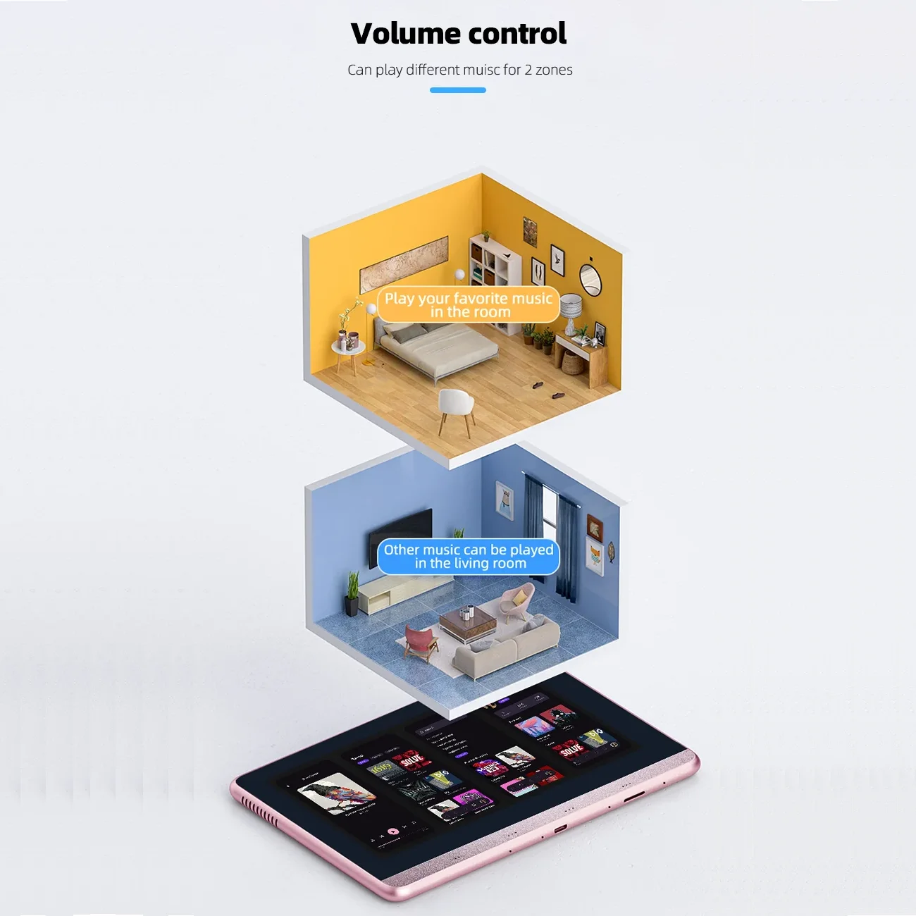 NEW 7 inch Android 11  wall music amplifier audio System 8 x 30W 2 Zone Android 11 wifi 7 inch Touch Screen Wall Amplifier 3