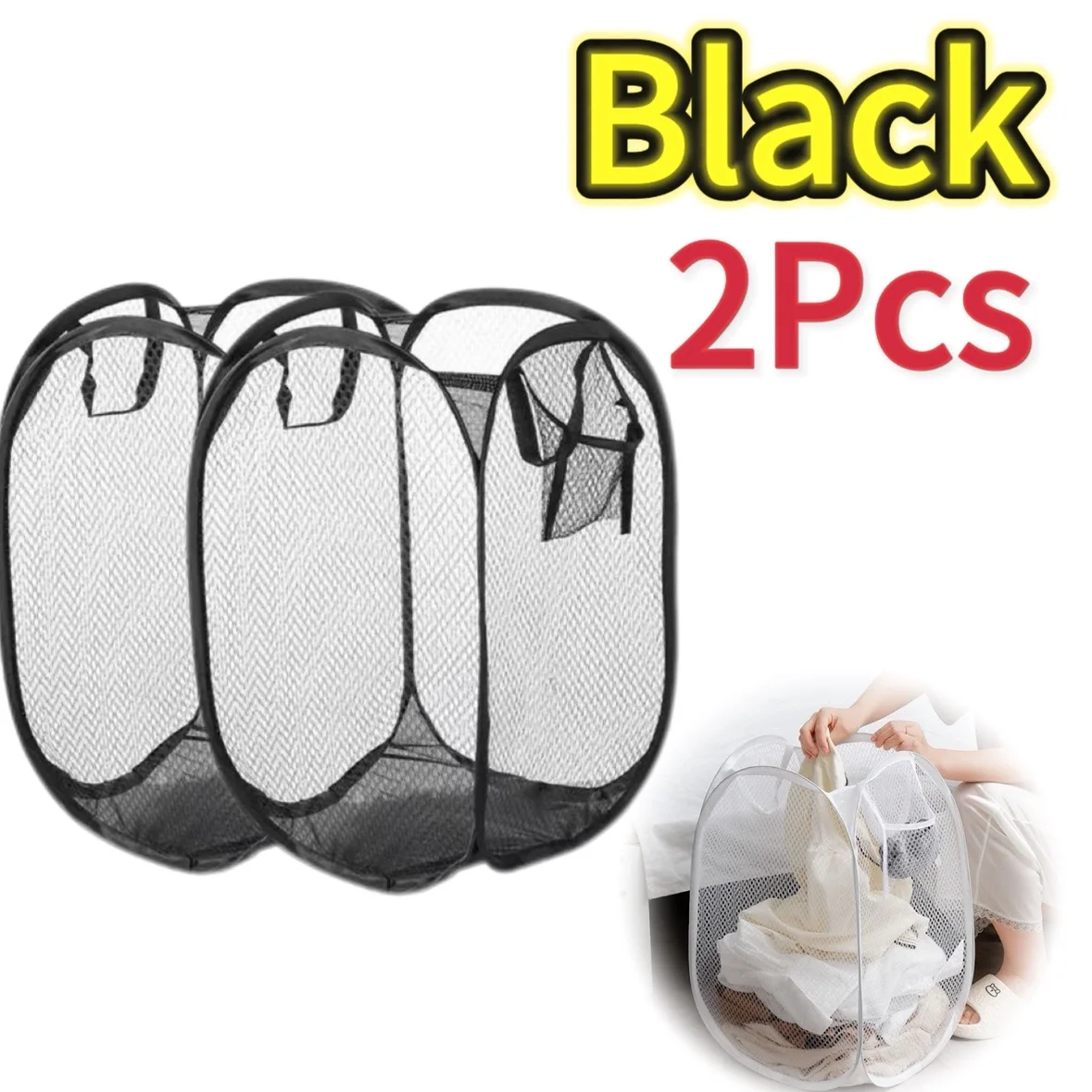 Compact Pop-Up Mesh Laundry Hamper – Breathable & Space-Saving Basket