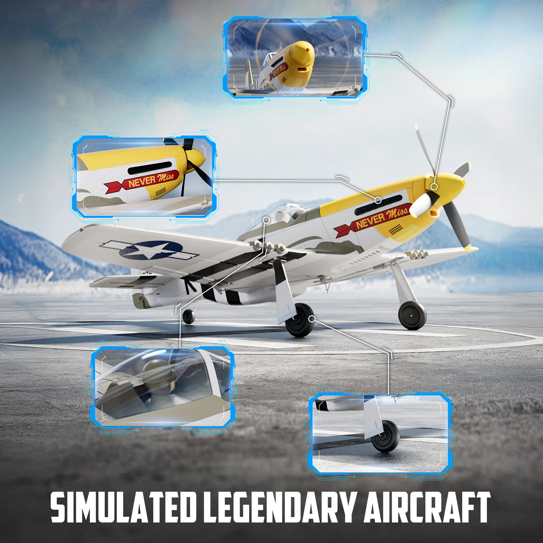 VOLANTEXRC RC Plane 2.4Ghz Mustang P51D 500mm Wingspan Fixed Wing EPO Warbird RC Airplane control One-Key Aerobatic for Beginners 768-2 4