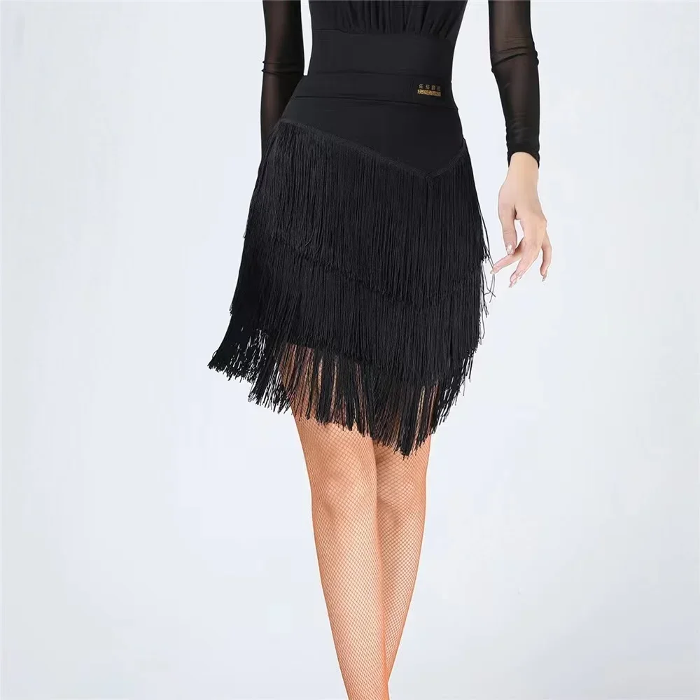 One Piece Ballroom Rumba Samba Tassels Dancewear Adult Female Training Chacha Performance Costume Women Latin Dance Skirt dance dress dance skirt