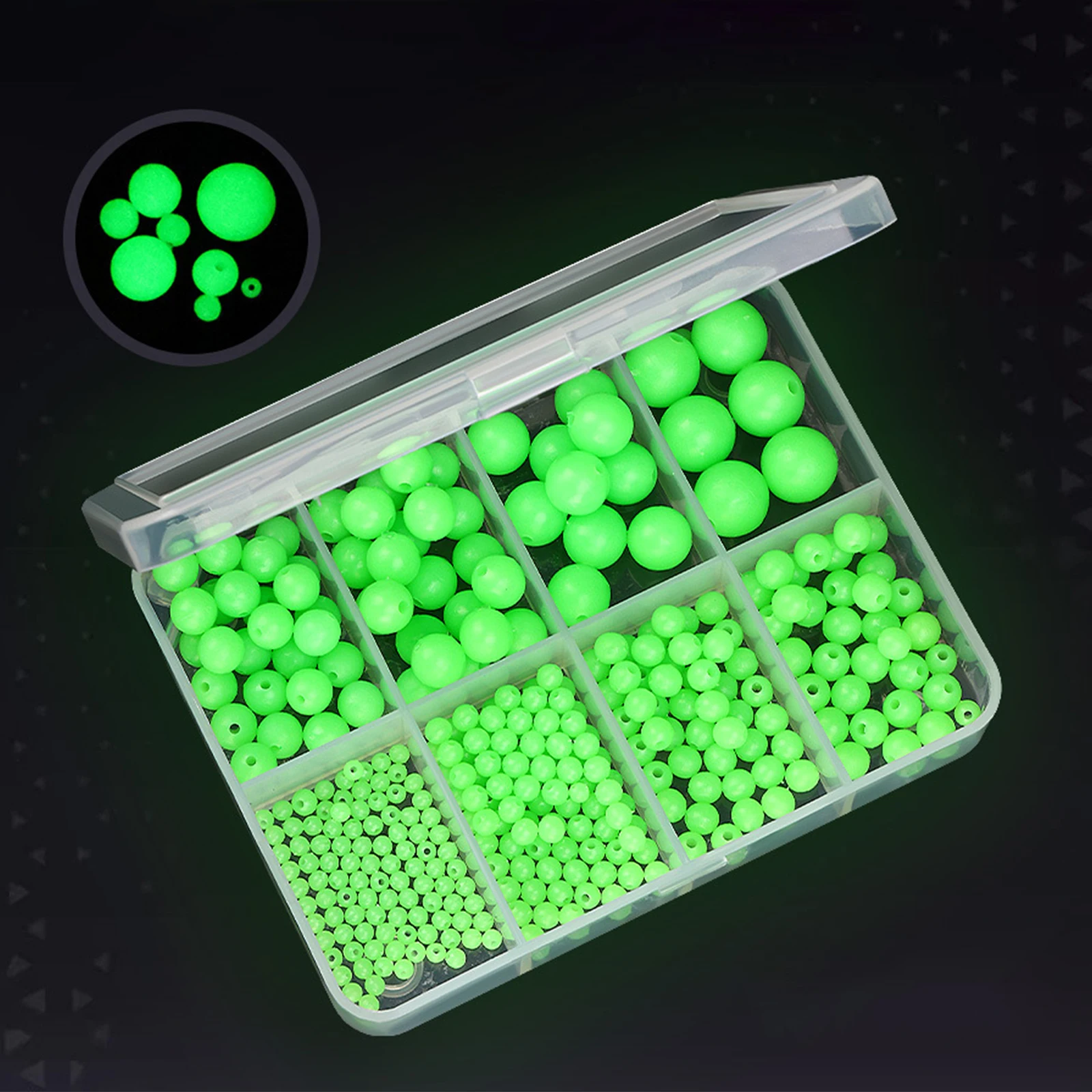 346pcs/box Fishing Accessories Line Beads Round Float Balls Round Glow Beads for Saltwater Catfish Bait Rigs Fishing Tools