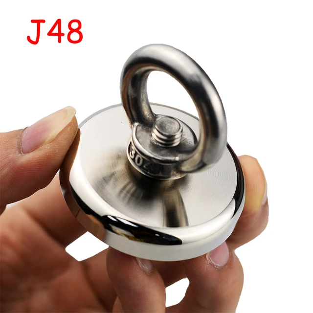Super Strong Neodymium Fishing Magnets Heavy Duty Rare Earth Magnet J48 mm  with Countersunk Hole Eyebolt for Salvage Magnetic - AliExpress