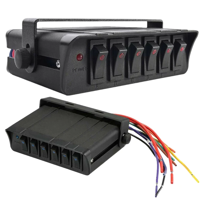 

6 клавиш вкл/выкл клавишный выключатель с фотоэлементами, 12-24 в 80 А панель переключателя для автомобиля, лодки, морского SUV