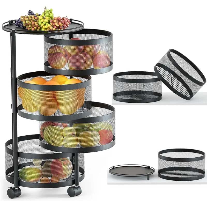 

HOYRR Rotating Storage Rack for Kitchen,Fruit Basket Rotating,Fruit and Vegetable Storage for Kitchen Rotating Storage Rack,Pot