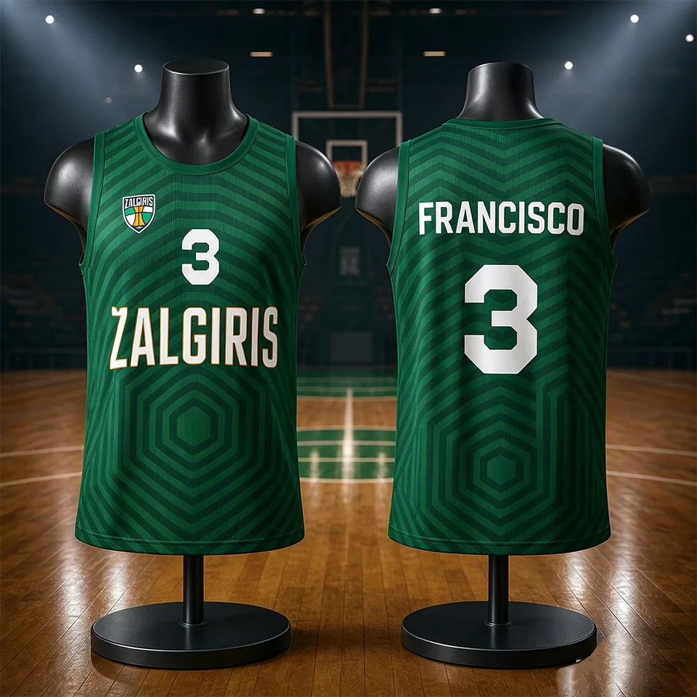 Litauen Unisex Žalgiris Kaunas Basketball-Trikot Weste Schnelltrocknende Sport-Trainingsweste für Kinder Spezielle Spieltag-Ausrüstung