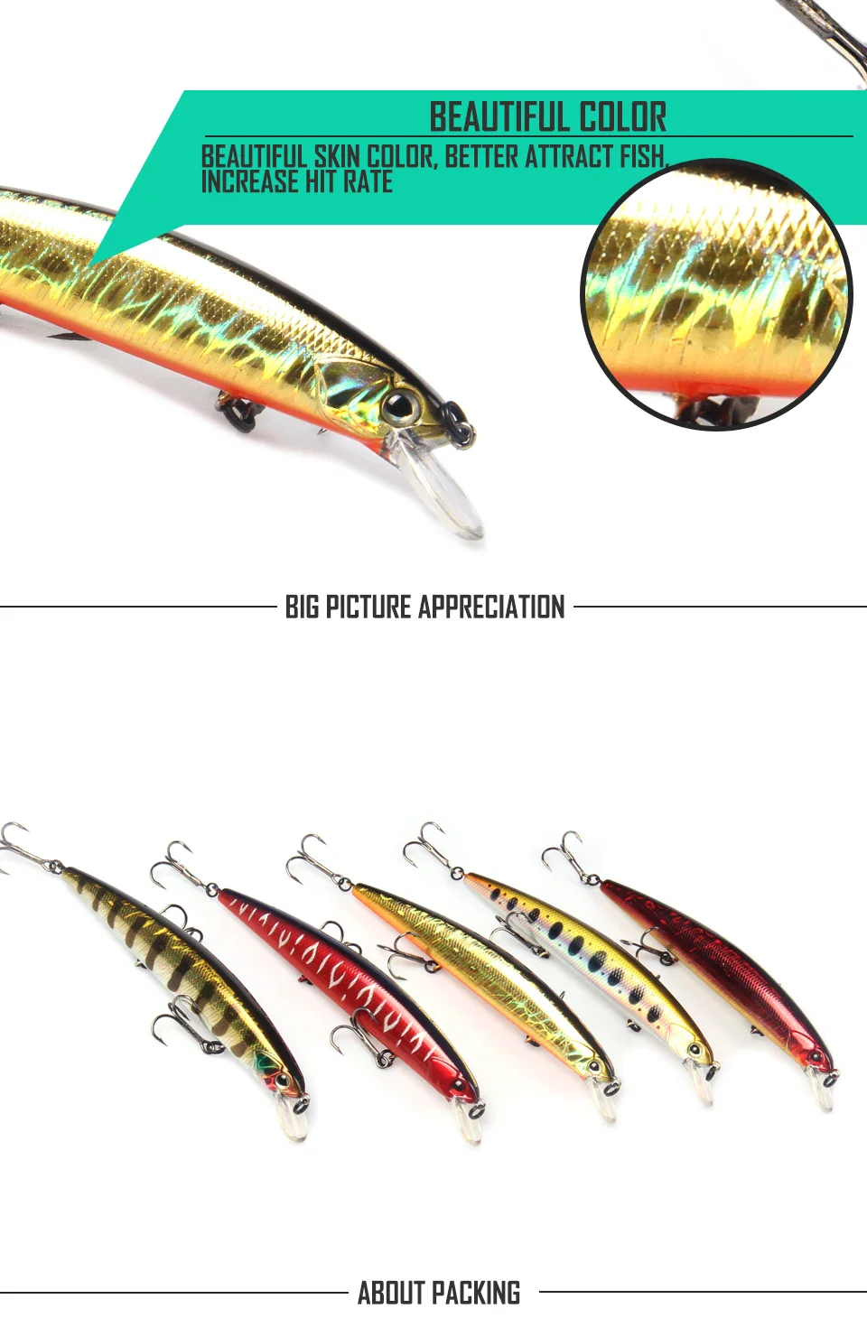 Description Picture 5 of itemD130 BEARKING for artificial Fishing lures minnow quality wobblers baits 13cm 21g suspending hot model crankbaits popper