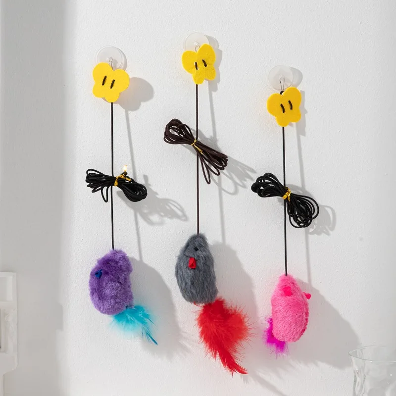 

Interactive Cat Hanging Toy Sounding Mouse Kitten Toys Funny Self-hey Door Wall Hanging Cats Toy for Kitten Playing Teaser