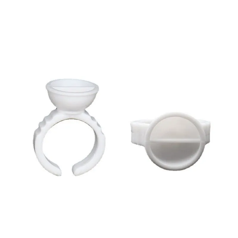 Disposable White Glue Holder Ring Adhesive Pallet For Eyebrow Tattoo Pigment Eyelash Extension Container Ring Cup 100pcs glue holder ring