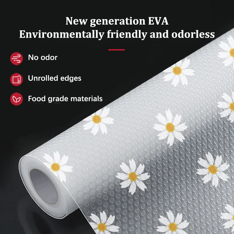Roll Daisy Shelf Liner For Kitchen Cabinets EVA Waterproof Oil Proof Moisture-proof Pad Fridge Cabinet Pad Can Cut Drawer Liner