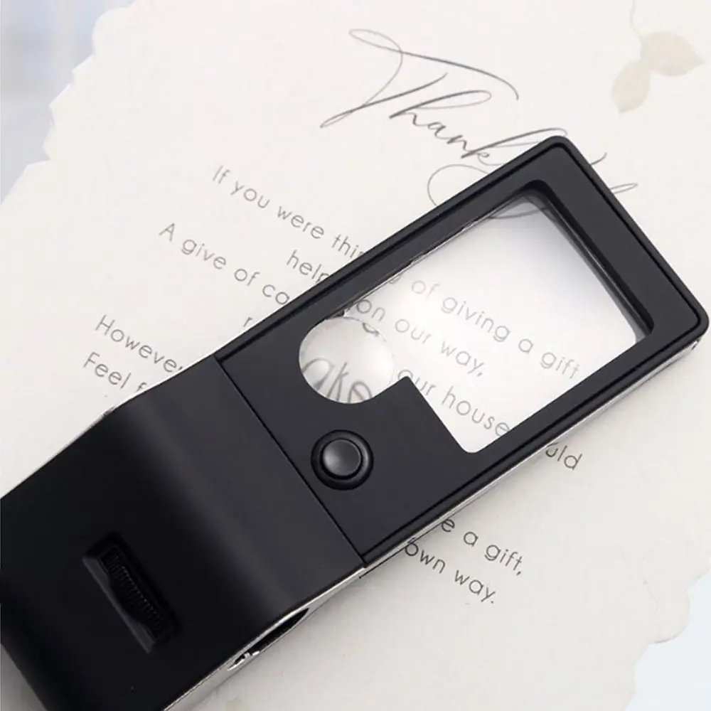 Handheld 3X Magnifying Glass Durable Black Lighted Magnifying Glass UV Light Lightweight Luminous Magnifier Optical Instruments