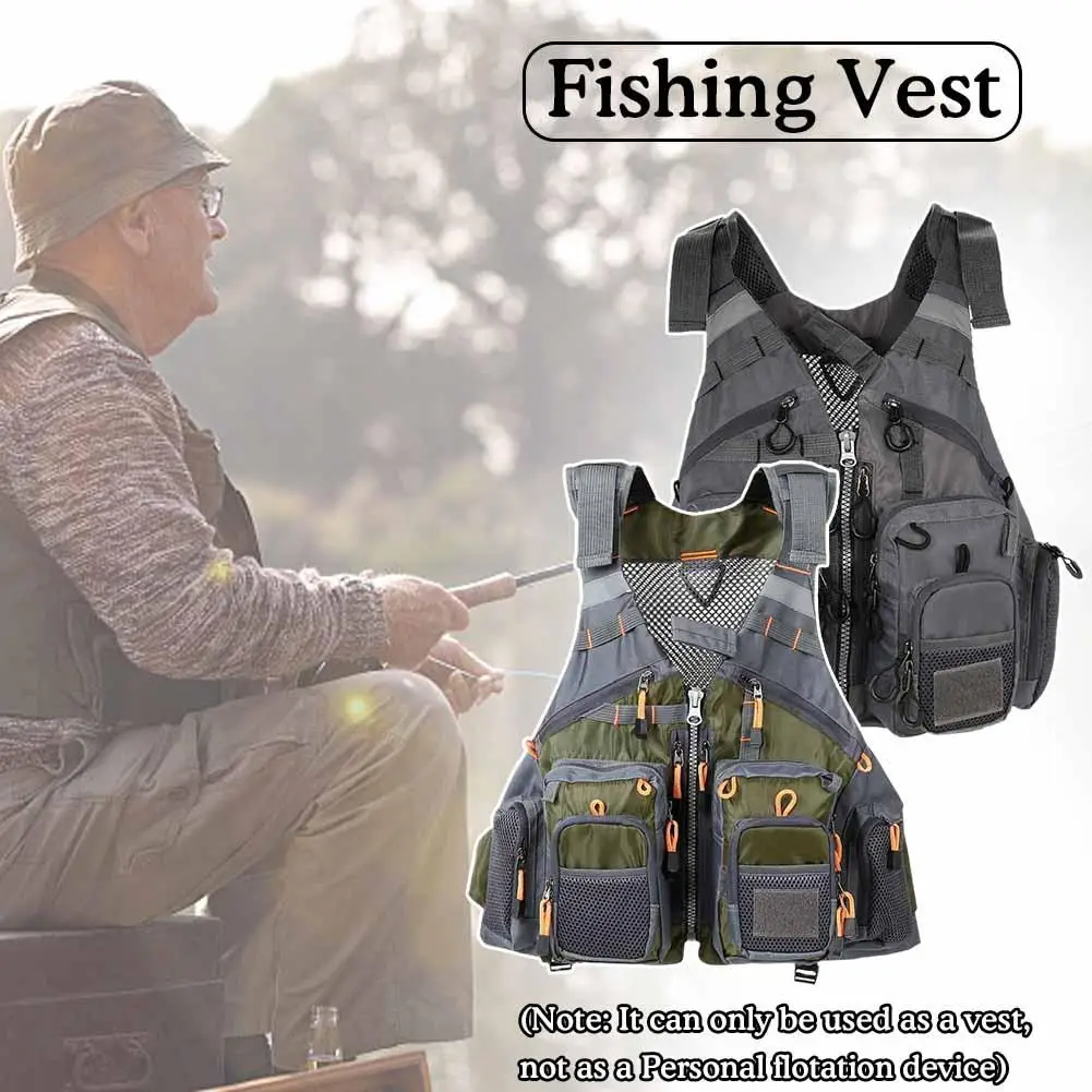 

Outdoor Fishing Vest Waterproof Comfortable Breathable Accessory Fishing Pockets Adjustable Vest Storage Vest Multi Zipped R5O0