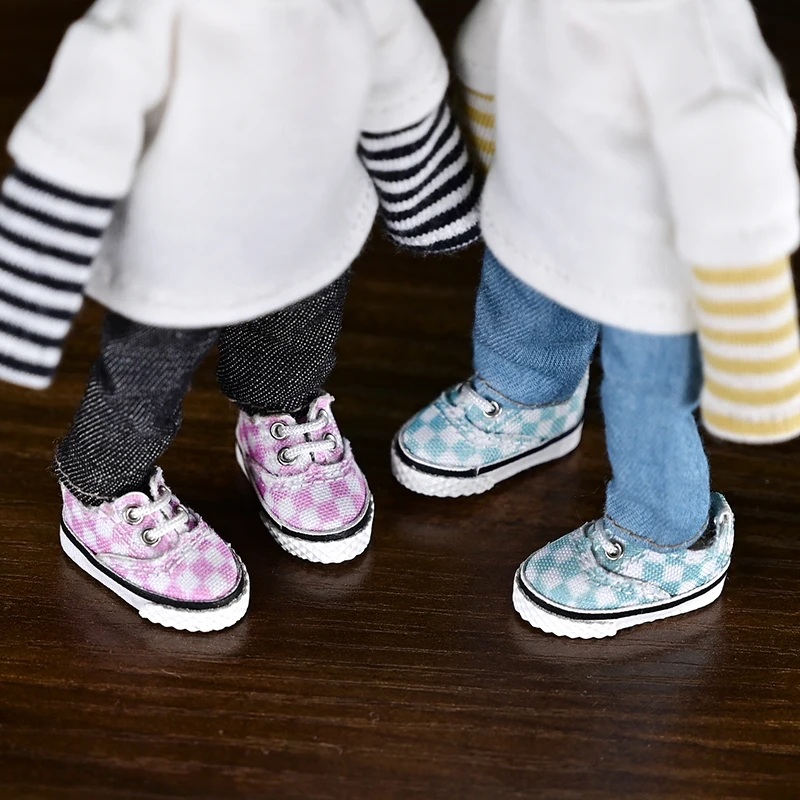 Ob11 High-Top Doll Star Shoes Canvas Grid Shoes Sports Casual Doll Shoes For Gsc Body, Molly, P9, Ymy, 1/12Bjd Doll Accessories 5