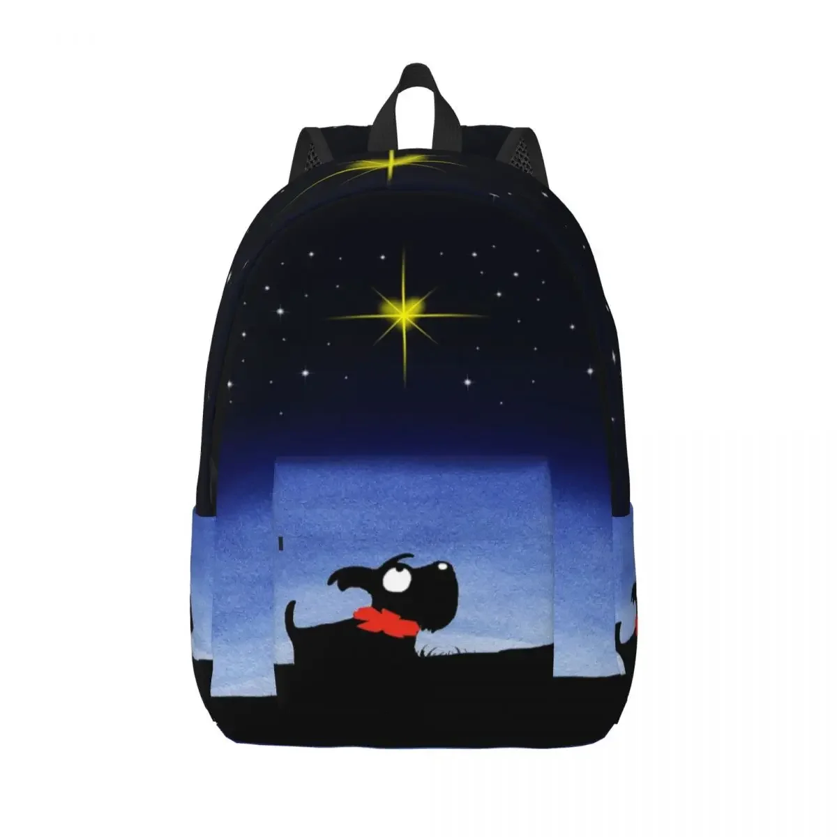 

Customized Scottie Dog Star Canvas Backpack Men Women Fashion Bookbag for College School Scottish Terrier Cartoon Graphic Bags