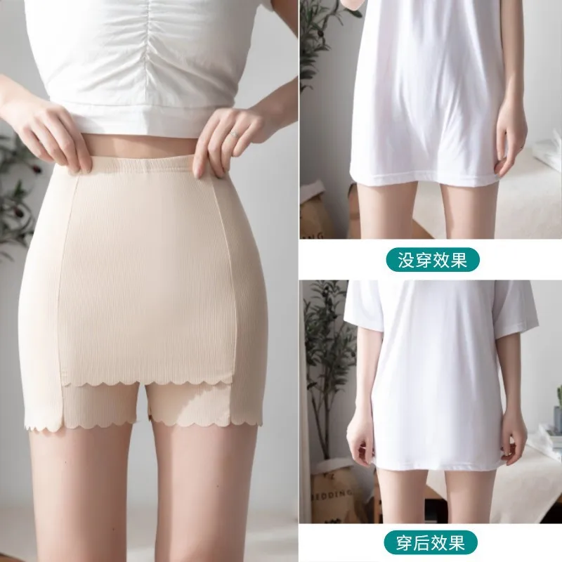 Seamless Safety Shorts Pants Double-layer Women Intimates Female Girl Solid Color Summer Safe Underwear Panties