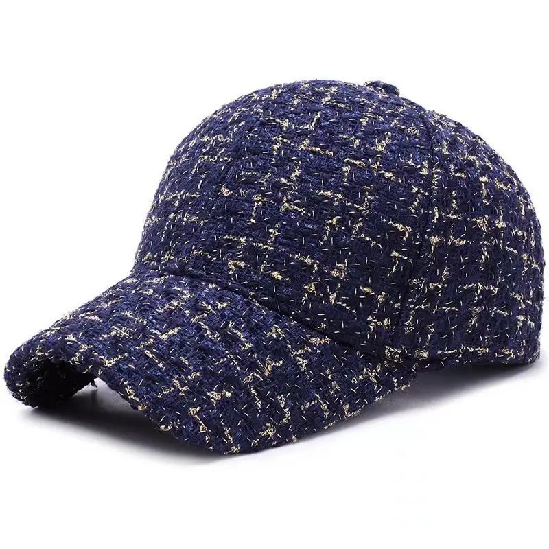 Autumn Winter Women Baseball Cap Fashion Gold Thread Tweed Snapback Caps Female Adjustable Outdoor Warm Sun Hat Elegant Dad Hats 6