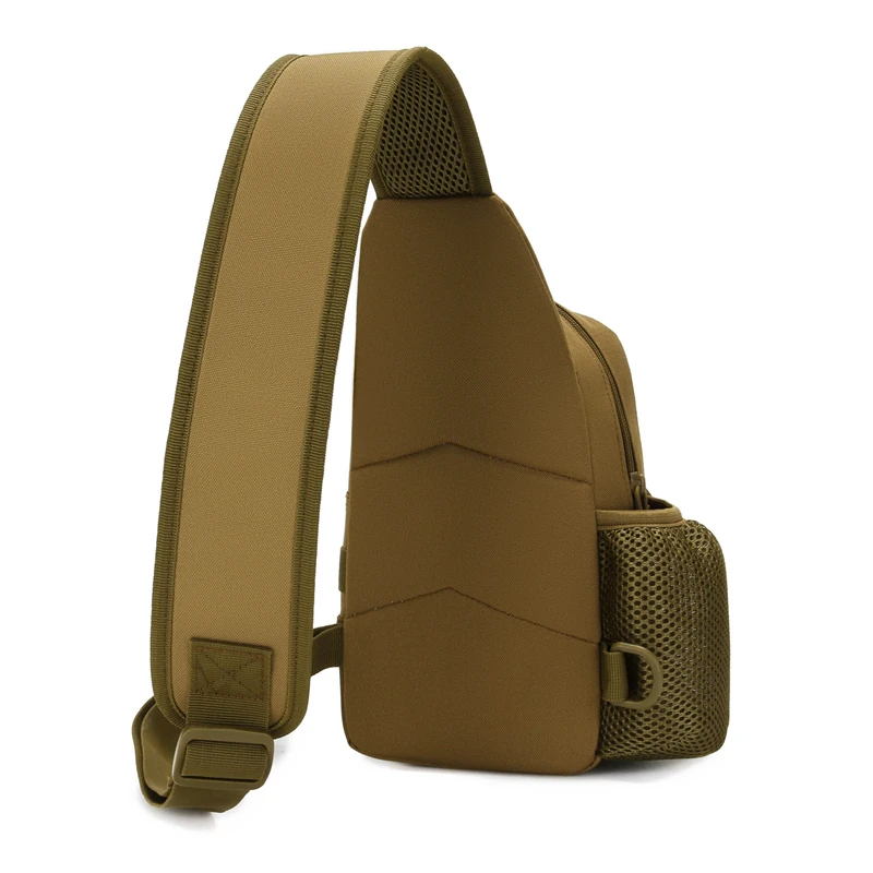 Tactical chest bag - suitable for hiking and cycling - with multiple pockets, water cup holder, solid structure