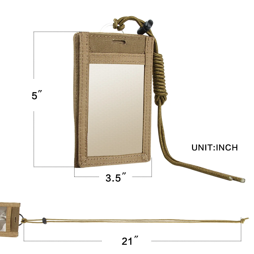 Tactical ID Card Holder Hook Loop Patch Tour Badge Holders Outdoor Travel Pouch  Cycling Purse and Nylon Lanyard 2
